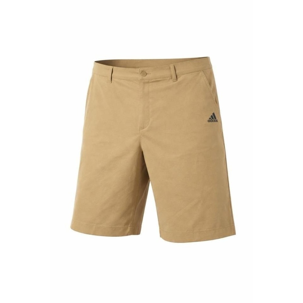 Adidas Golf Shorts Mens 38 Tan Khaki Flat Front Performance 3-Stripe Logo